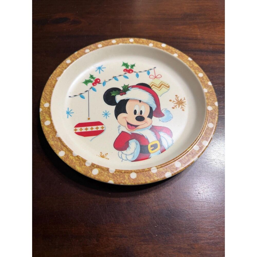 vintage Disney Mickey Mouse Christmas 8" melamine plate